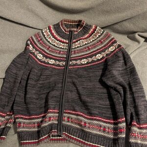 Men's Black and Red Zip-Up Sweater